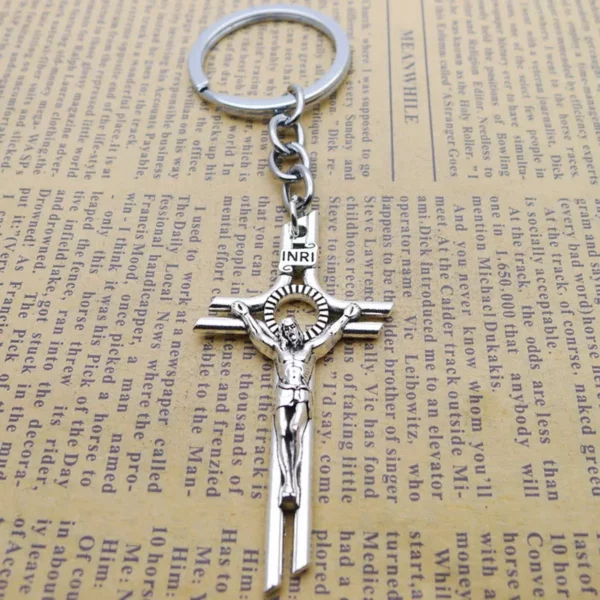 Clé de croix de Jésus pour hommes et femmes, porte-clés de voiture, breloque de sac, accessoire de bijoux, religion JOChristian, cadeau de mode, 2020 – Image 2
