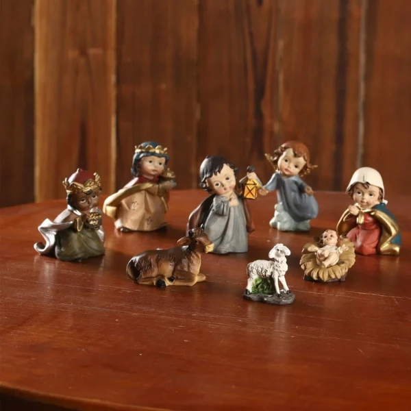 Ornement de la naissance de Jésus du Christ, scène de la Nativité, artisanat en résine, décoration de crèche de Noël, figurine catholique Auckland, cadeaux, 11 pièces par ensemble – Image 13