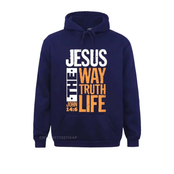 Jésus le chemin vérité vie John chrétien verset de la Bible pull à capuche pour hommes sweats confortables vêtements en gros – Image 11