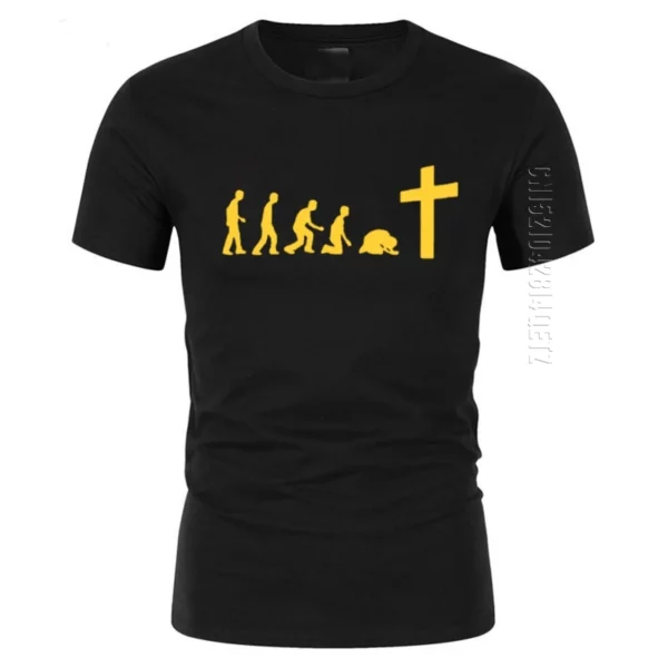 T-shirt 100% coton à col rond pour hommes, dieu est amour, Jésus est merveilleux, équipe de Jésus, évolution réelle, foi religieuse chrétienne – Image 19