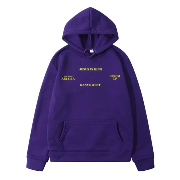 Homme pulls à capuche jésus est roi Kanye West Vintage automne hiver bleu Hip Hop polaire sweats à capuche urbain Streetwear à capuche femmes – Image 10