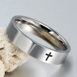 Bagues de Couple en croix en acier inoxydable de 6mm, prière chrétienne jésus-Christ seigneur pour hommes et femmes