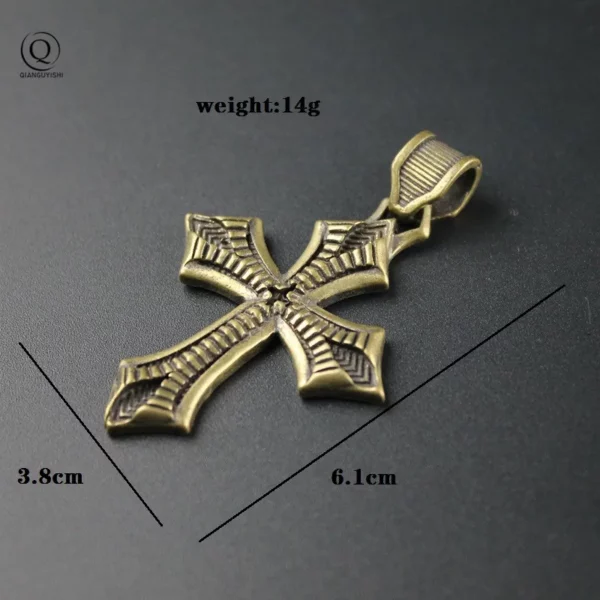 Porte-clés en cuivre pendentif croix du Christ, Vintage, en laiton, métal, breloque de voiture, œuvres d'art faites à la main – Image 2