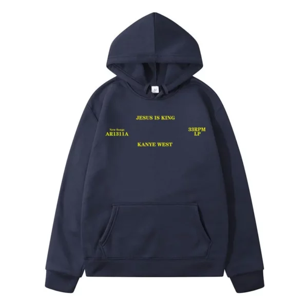 Homme pulls à capuche jésus est roi Kanye West Vintage automne hiver bleu Hip Hop polaire sweats à capuche urbain Streetwear à capuche femmes – Image 3