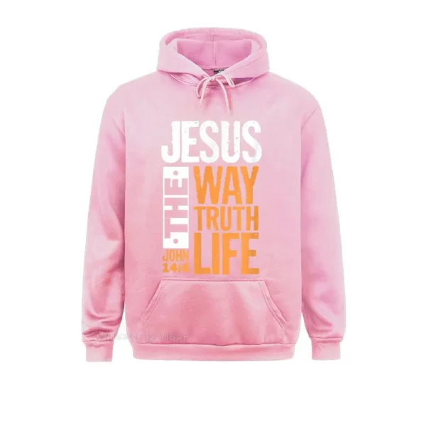 Jésus le chemin vérité vie John chrétien verset de la Bible pull à capuche pour hommes sweats confortables vêtements en gros – Image 4