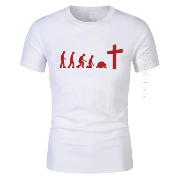 T-shirt 100% coton à col rond pour hommes, dieu est amour, Jésus est merveilleux, équipe de Jésus, évolution réelle, foi religieuse chrétienne – Image 7