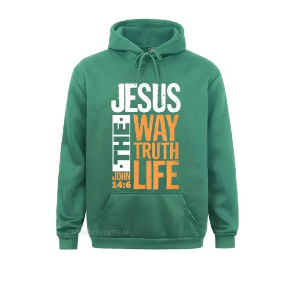 Jésus le chemin vérité vie John chrétien verset de la Bible pull à capuche pour hommes sweats confortables vêtements en gros – Image 9