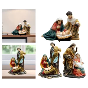 Figurines miniatures de noël en résine, figurines de nativité, bébé, jésus, décors