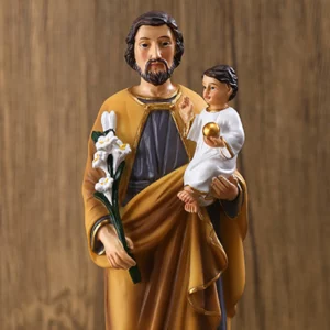 Décoration d'église catholique britannique, statue religieuse colorée, résine, Saint Joseph avec enfant, figurine de Jésus, décor cadeau