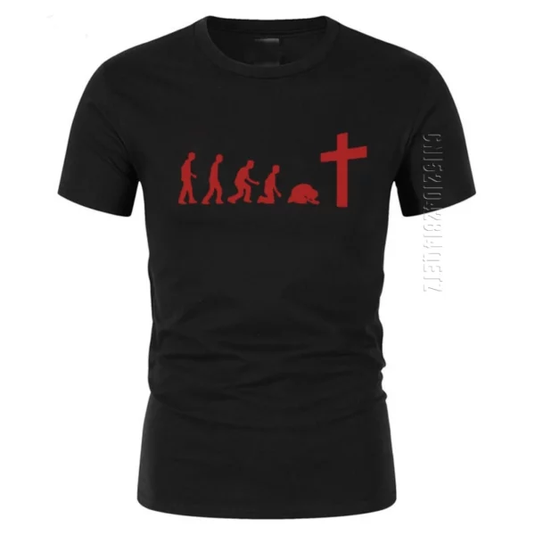 T-shirt 100% coton à col rond pour hommes, dieu est amour, Jésus est merveilleux, équipe de Jésus, évolution réelle, foi religieuse chrétienne – Image 17