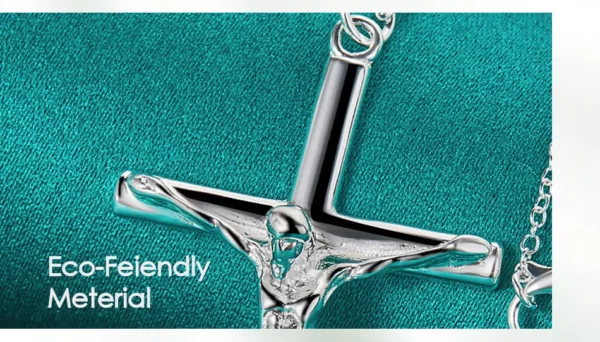 DOTEFFIL 925 argent Sterling jésus croix pendentif collier 16/18/20/22/24/26/30 pouces chaîne pour femme homme charme bijoux de mariage – Image 15