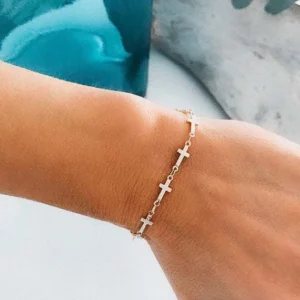 Petit bracelet croix pour femme, 2 documents, leon's day, style simple, bijoux à breloques