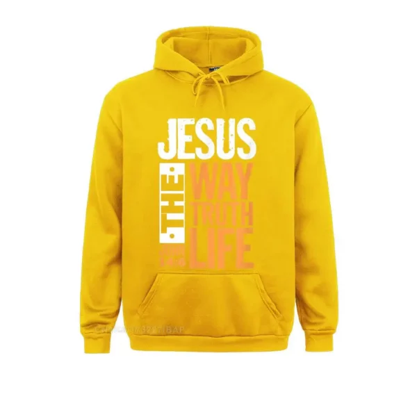 Jésus le chemin vérité vie John chrétien verset de la Bible pull à capuche pour hommes sweats confortables vêtements en gros – Image 13