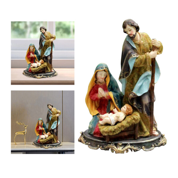 Figurines miniatures de noël en résine, figurines de nativité, bébé, jésus, décors – Image 11
