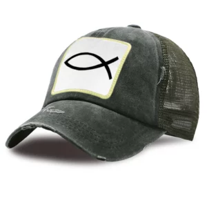 JESUS FISH-Chapeau de camionneur Harajuku pour hommes et femmes, casquette de baseball en coton, maille respirante, snapback extérieur, été