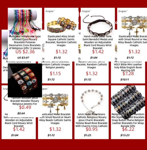 1 pièces 3 couleurs Saints Religion chapelet Bracelets en bois mode en bois jésus Bracelet chapelet en bois bijoux religieux pour femmes – Image 10