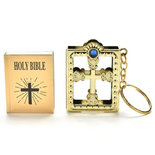Mini porte-clés de la saint Bible, 1 pièce, papier Miniature religieux anglais, spirituel, chrétien, couverture de jésus, cadeau – Image 21
