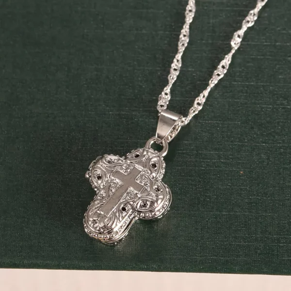 Pendentif boîte magnétique Vintage, dévout, chaîne de croix chrétienne, collier pour noël, hommes et femmes, bijoux de fête, cadeau d'anniversaire – Image 2