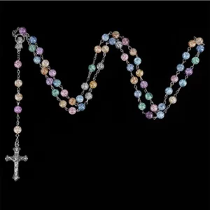 Chapelet catholique rond fait à la main, perles de verre, collier de perles croisées de haute qualité, pendentif de perles croisées religieuses, nouvelle mode 2021
