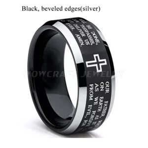 Bandes de mariage en carbure de tungstène pour hommes et femmes, gravure au laser, croix du Christ, écritures bibliques, bague de prière du Seigneur, ajustement confortable, 8mm