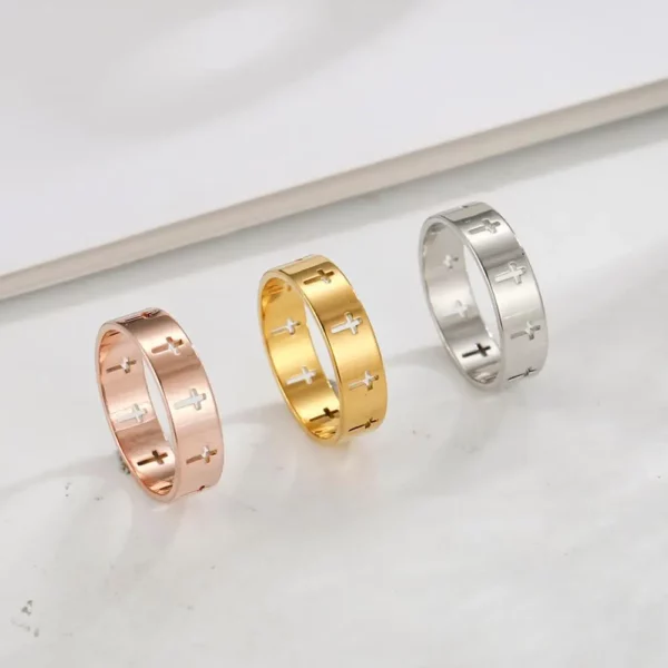 Skyrim – bague de fiançailles en acier inoxydable pour hommes et femmes, croix creuse, surnaturelle, jésus, bijoux de Couple, cadeaux d'anniversaire, 2025 – Image 3