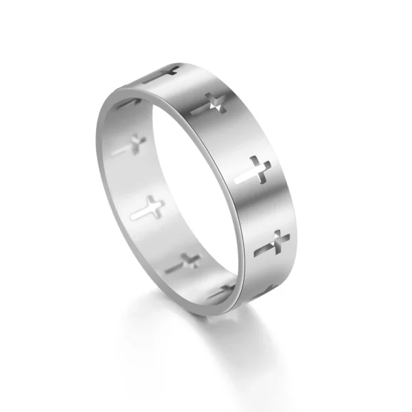 Skyrim – bague de fiançailles en acier inoxydable pour hommes et femmes, croix creuse, surnaturelle, jésus, bijoux de Couple, cadeaux d'anniversaire, 2025 – Image 8