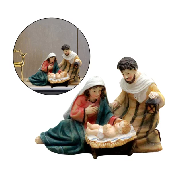 Figurines miniatures de noël en résine, figurines de nativité, bébé, jésus, décors – Image 8