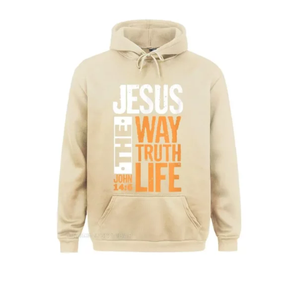 Jésus le chemin vérité vie John chrétien verset de la Bible pull à capuche pour hommes sweats confortables vêtements en gros – Image 2