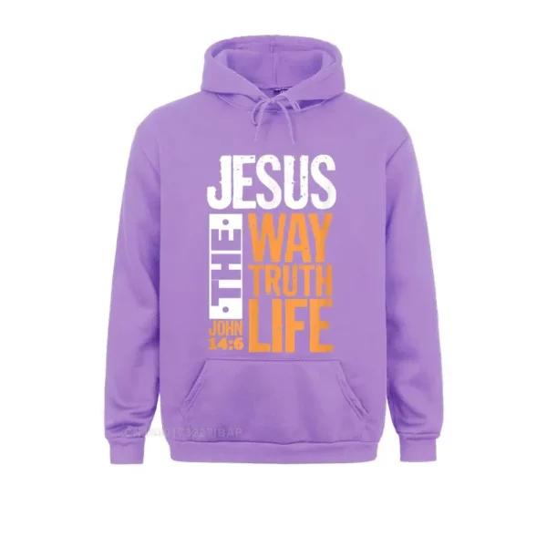 Jésus le chemin vérité vie John chrétien verset de la Bible pull à capuche pour hommes sweats confortables vêtements en gros – Image 5