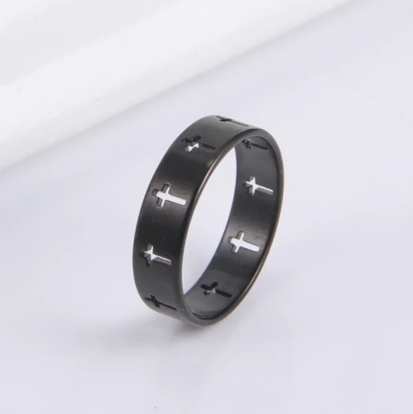 Skyrim – bague de fiançailles en acier inoxydable pour hommes et femmes, croix creuse, surnaturelle, jésus, bijoux de Couple, cadeaux d'anniversaire, 2025 – Image 2