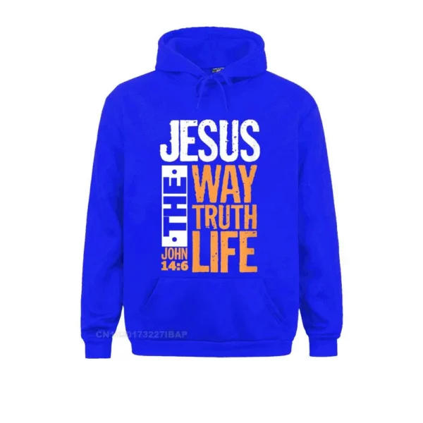 Jésus le chemin vérité vie John chrétien verset de la Bible pull à capuche pour hommes sweats confortables vêtements en gros – Image 3