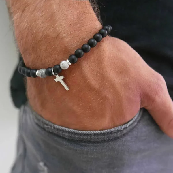Bracelet religieux croix homme - Bracelet chrétien homme – Image 6