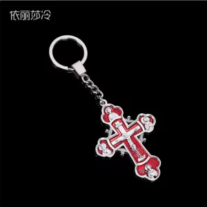 Porte-clés en croix d'église religieux, grand porte-clés en croix d'église, bijoux cadeaux féminins