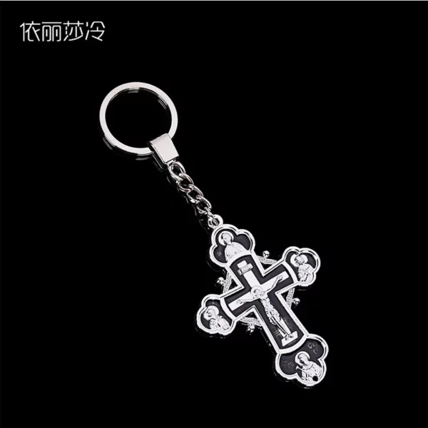 Porte-clés en croix d'église religieux, grand porte-clés en croix d'église, bijoux cadeaux féminins – Image 7
