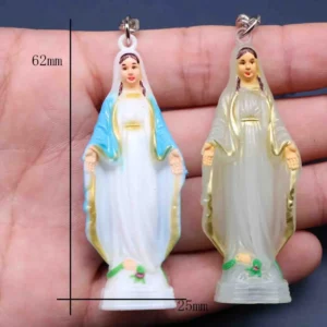 Porte-Clé Catholique Maria Bleue en Plastique Porte-clés en plastique de la Vierge Marie de Paris, porte-clés en plastique de la Vierge Marie Porte-clés pour Médaille
