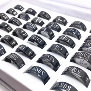 MIXMAX – bague en acier inoxydable pour homme et femme, bijou de marque, de haute qualité, avec croix de jésus, dieu Christ, 20 pièces