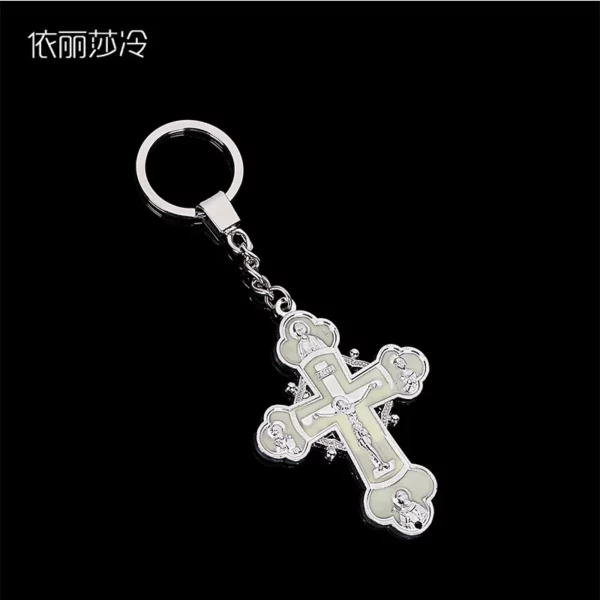 Porte-clés en croix d'église religieux, grand porte-clés en croix d'église, bijoux cadeaux féminins – Image 8