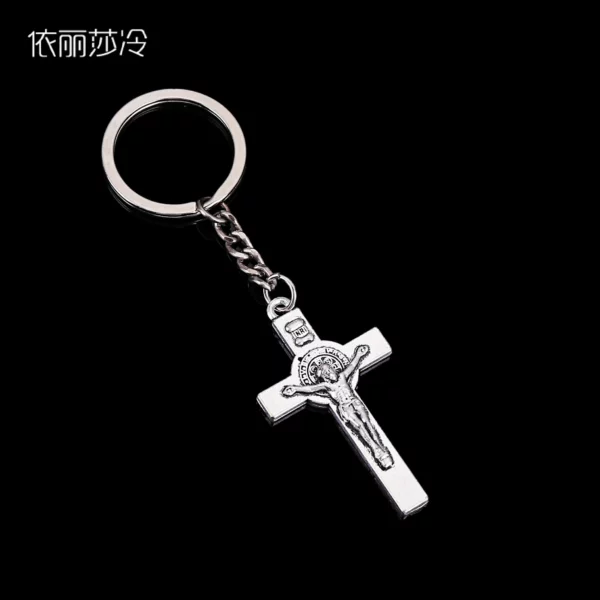 Porte-clés de voiture pour homme, 50x35mm, pendentif en croix, Saint jésus, Christ, accessoires bon marché – Image 4