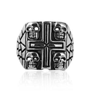 Bague de mariage avec croix de jésus pour hommes et femmes, grande taille, en acier titane, plaqué argent, de haute qualité, 316