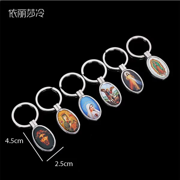 Porte-clés croix de St. Jésus, porte-clés icône catholique vierge marie, clé d'ange de Michael – Image 13