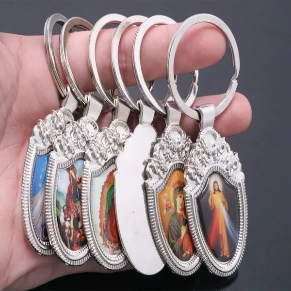 Porte-clés personnalisé avec icône de Saint Jésus, Michael Angel, Blue Mary, Jésus, miséricordieux, vierge, Iissa Upe et autre image porte-clés – Image 2