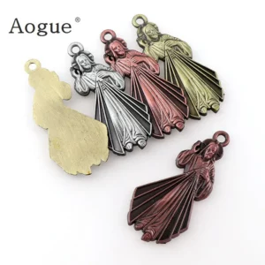 Mini breloques catholiques en noix de coco, 3 couleurs, sacré-cœur de Jésus, porte-clés PmotFor, accessoires religieux