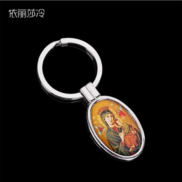 Porte-clés croix de St. Jésus, porte-clés icône catholique vierge marie, clé d'ange de Michael – Image 9