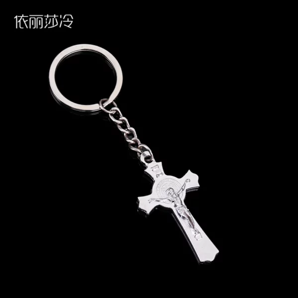 Porte-clés de voiture pour homme, 50x35mm, pendentif en croix, Saint jésus, Christ, accessoires bon marché – Image 8