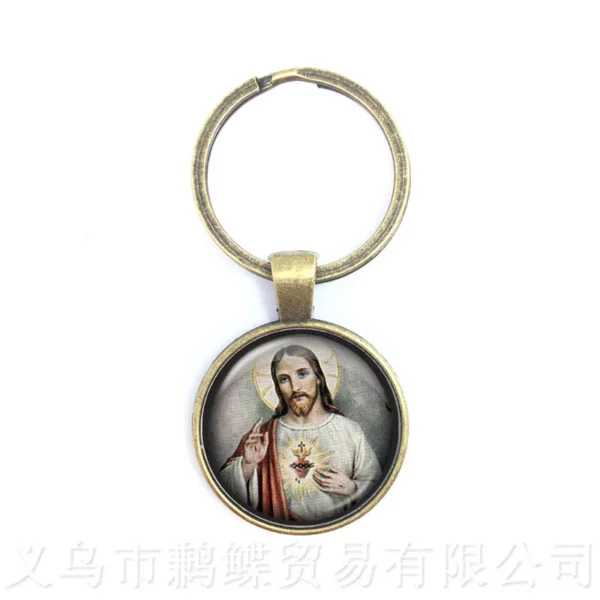 Porte-clés mère de bébé béni vierge marie, pendentif chrétien de jésus Christ, porte-clés en carrelage de verre religieux catholique – Image 22