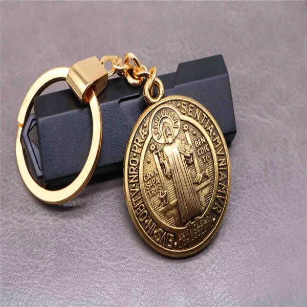 Porte-clés croix de Benoît classique, porte-clés Orb, porte-clés Jésus, porte-médaille, cadeau de bijoux religieux, mode – Image 3