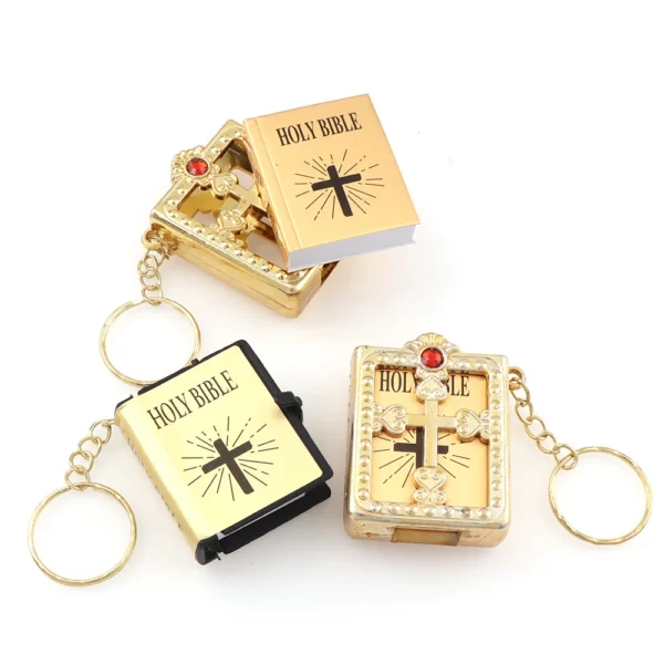 Porte-clés Bible Version anglaise lisible, Mini clé croisée exquise, pendentif chrétien, écriture sacrée, Souvenir religieux – Image 4