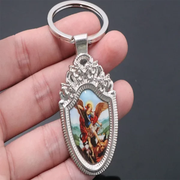 Porte-clés personnalisé avec icône de Saint Jésus, Michael Angel, Blue Mary, Jésus, miséricordieux, vierge, Iissa Upe et autre image porte-clés – Image 5