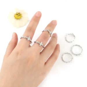 Ensemble de bagues religieuses croisées, couleur argent, bague de mariage catholique, Crucifix catholique, bijoux cadeaux de mariage religieux, 12 pièces/paquet