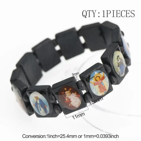 1 pièces 3 couleurs Saints Religion chapelet Bracelets en bois mode en bois jésus Bracelet chapelet en bois bijoux religieux pour femmes – Image 9